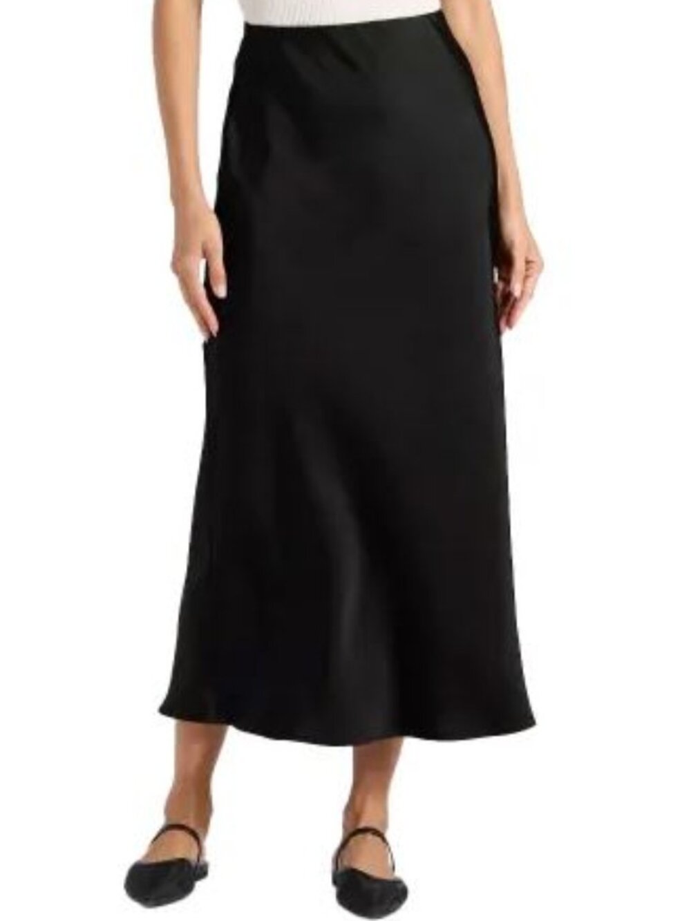 Target | A New Day Black Satin Midi Slip Skirt | Size Large